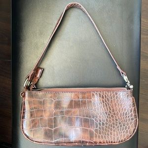 Urban Outfitters brown faux croc baguette bag